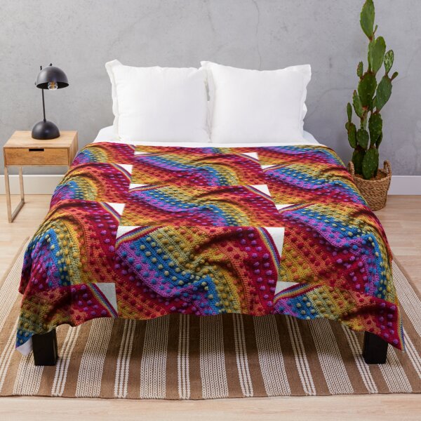 Item preview, Modern bobble rainbow blanket swirl designed and sold by MeluCrochet.