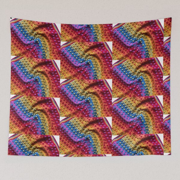 Item preview, Modern bobble rainbow blanket swirl designed and sold by MeluCrochet.