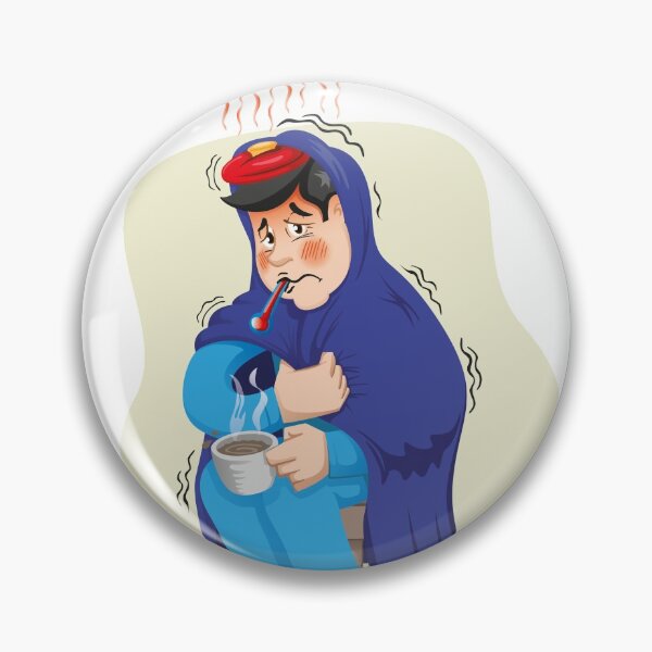 Item preview, Mascot person sick man, with high fever, chills, shaking, symptoms. Ideal for informational and institutional related to medicine designed and sold by LucianoCosmo.
