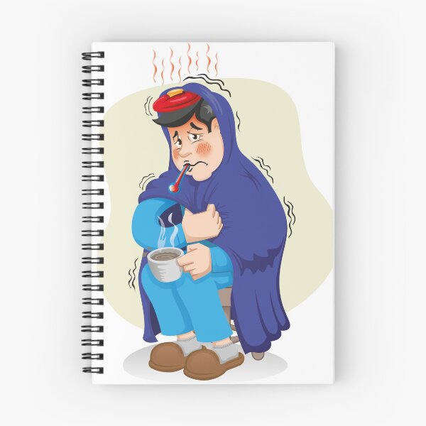 Item preview, Mascot person sick man, with high fever, chills, shaking, symptoms. Ideal for informational and institutional related to medicine designed and sold by LucianoCosmo.