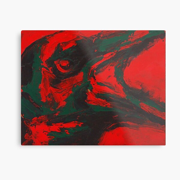 Angry Bird - Crow Painting Metal Print