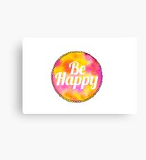 Be Happy Tumblr Watercolor Sticker Canvas Print