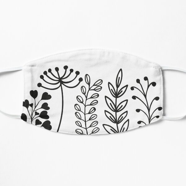 Flower pattern black and white Flat Mask