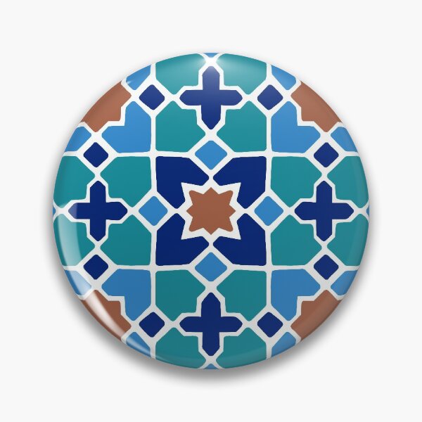 Item preview, Moroccan happy blue mosaic tiles pattern designed and sold by PG Illustration.