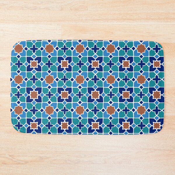 Item preview, Moroccan happy blue mosaic tiles pattern designed and sold by PG Illustration.