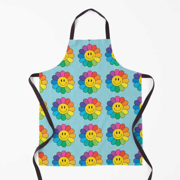 Item preview, Happy Rainbow Flower | Pattern | Happy Face | Blue | designed and sold by HappyFaceCo.
