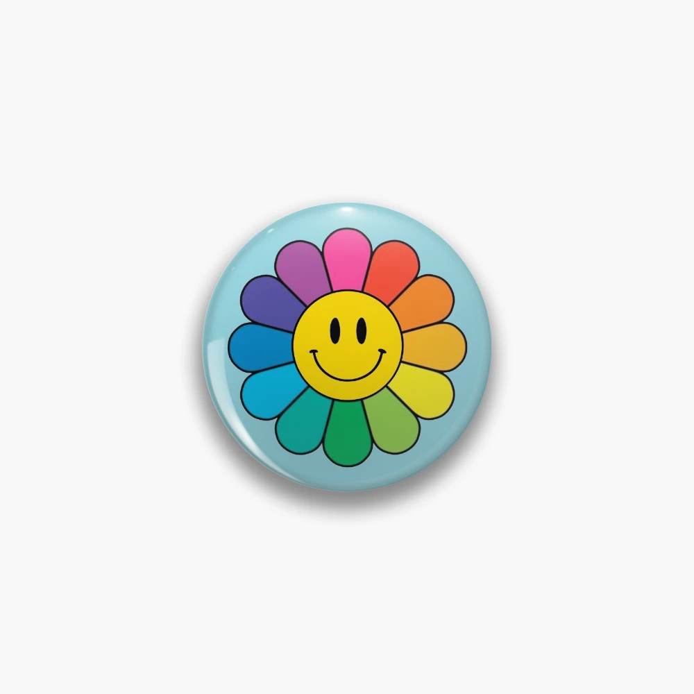 Happy Rainbow Flower | Pattern | Happy Face | Blue |