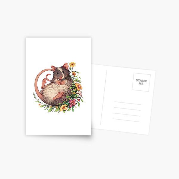 Mouse with flowers and plants Postcard