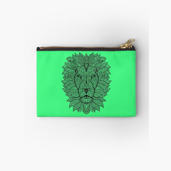 Item preview, Symmetric lion face with artistic curves with contrasting vibrant light green background designed and sold by CiniArt.