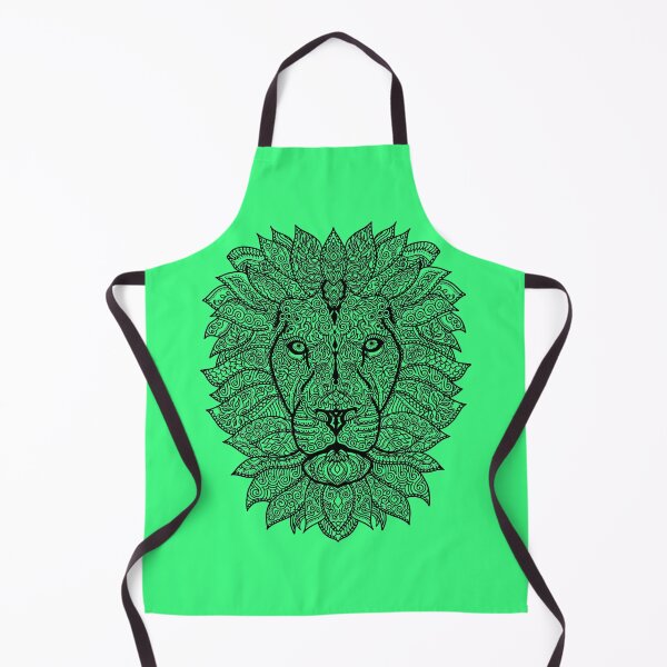 Item preview, Symmetric lion face with artistic curves with contrasting vibrant light green background designed and sold by CiniArt.