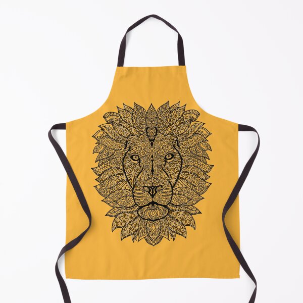 Item preview, Symmetric lion face with artistic curves with contrasting vibrant light orange background designed and sold by CiniArt.