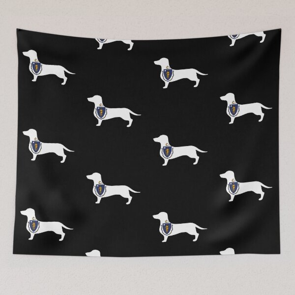 Item preview, Massachusetts Dachshund Flag designed and sold by Wienerful.