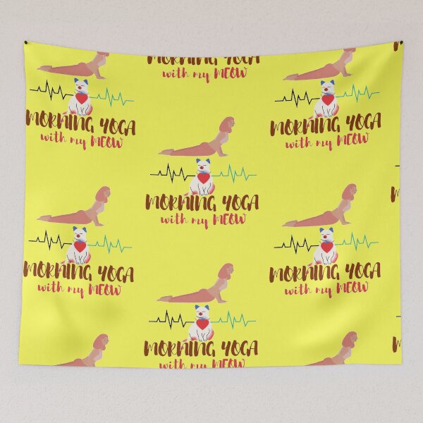 Item preview, Morning Yoga with my Meow Heartbeat designed and sold by lotusbud.