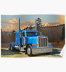 Blue peterbilt conventional. Poster