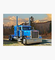 Blue peterbilt conventional. Photographic Print