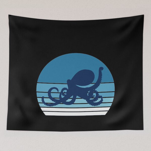 Item preview, Octopus art, vintage sunset, ocean art designed and sold by The Snarky  Psychologist.