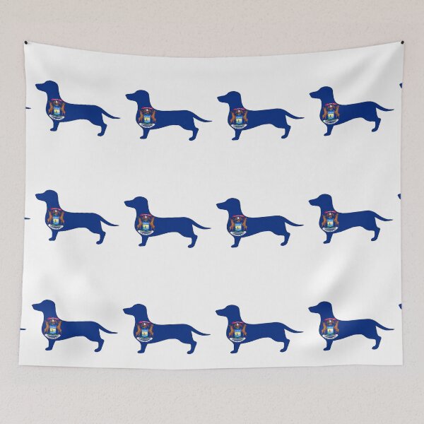 Item preview, Michigan Dachshund Flag designed and sold by Wienerful.