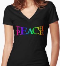 TEACH PEACE Women's Fitted V-Neck T-Shirt