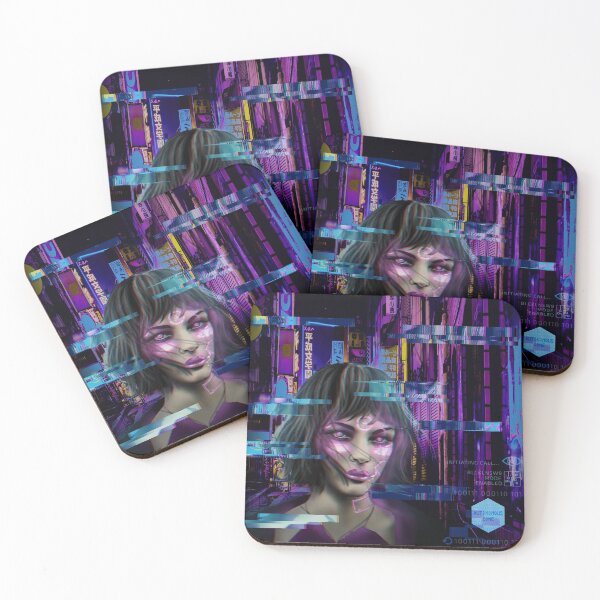 Item preview, Cyberpunk landscape and cyborg girl designed and sold by Blacklinesw9.