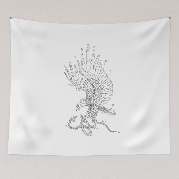 Item preview, Bald Eagle Hunting A Snake Geometric Line Art designed and sold by 5thSeason.