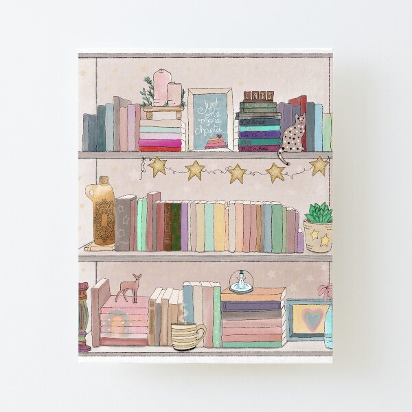 Boho Bear Book Shelf No. 1 Canvas Mounted Print