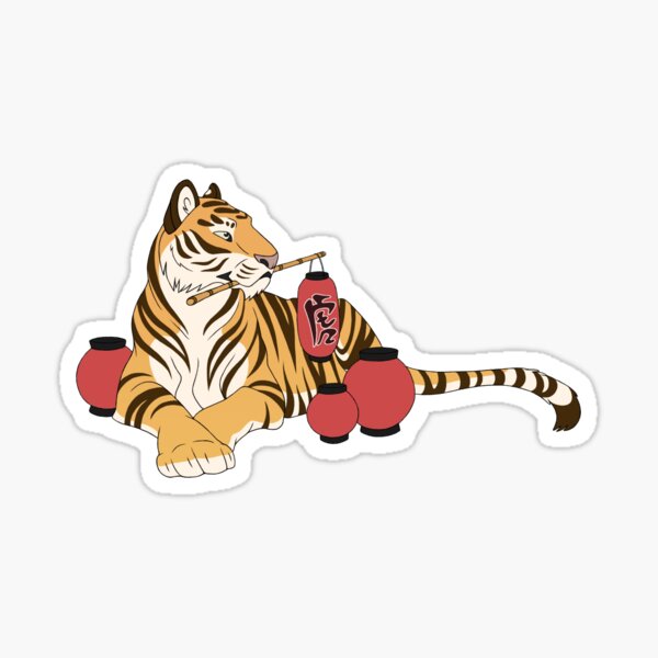 Lantern Tiger Sticker