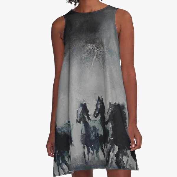 Raging - Horse Painting A-Line Dress