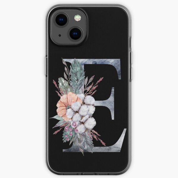 Floral Monogram E, Last Name Monogram E iPhone Soft Case