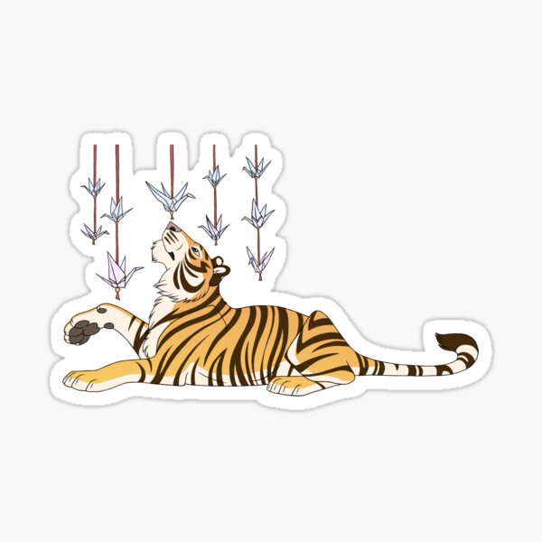 Paper Crane Tiger Sticker