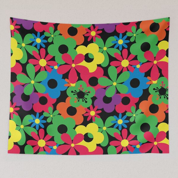 Item preview, Bright Crayon Flower Power Seamless Pattern Print designed and sold by ClaudiaFlores.
