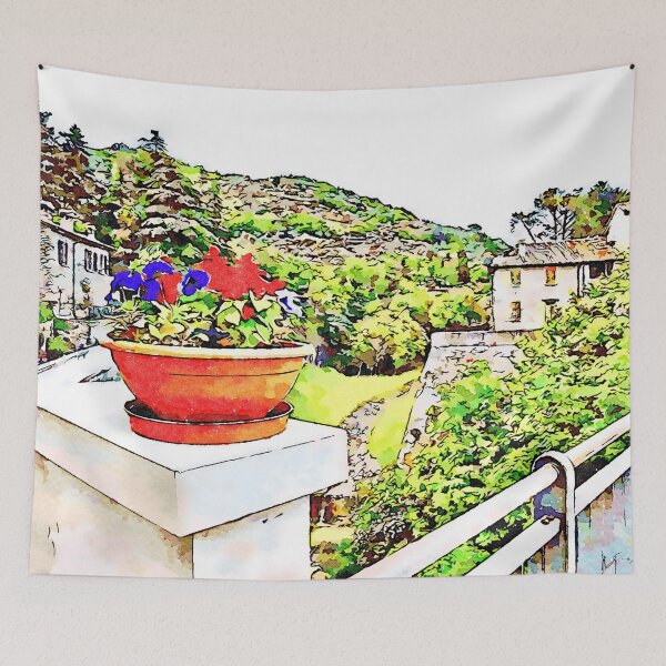 Item preview, Fognano: view with flowerpot designed and sold by Giuseppe Cocco.