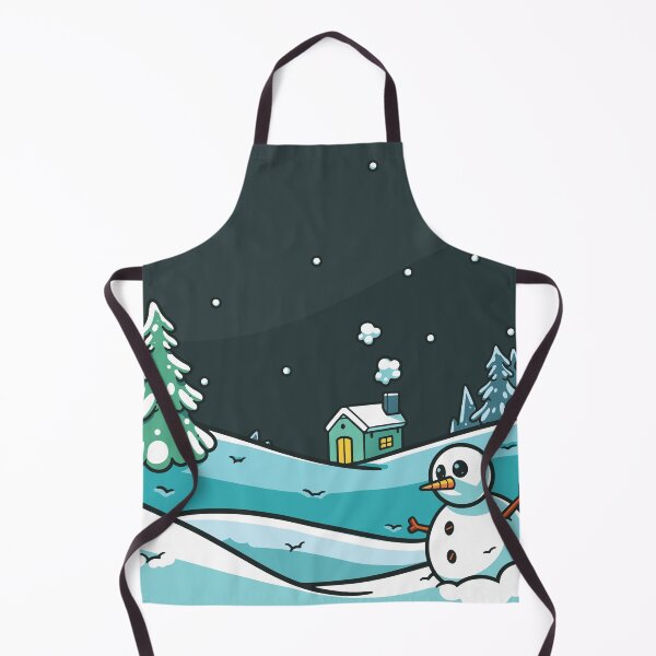 Item preview, Winter scenery with snowman, snow, trees, moon, house and shovel. designed and sold by kickingdesigns.