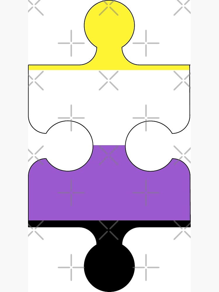 "Nonbinary flag autism puzzle piece" Photographic Print for Sale by