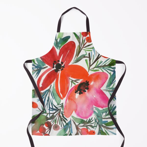 Item preview, red flowers in festive foliage designed and sold by kosarandrea.