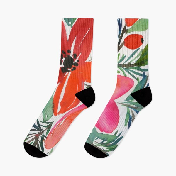 Item preview, red flowers in festive foliage designed and sold by kosarandrea.