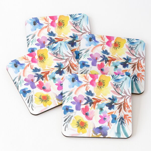 Item preview, turqoise and yellow flowers designed and sold by kosarandrea.