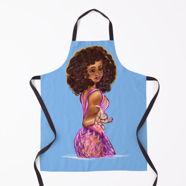 Item preview, Mermaid  with outstretched arm, brown eyes, Curly hair  and caramel brown skin - light background designed and sold by Artonmytee.
