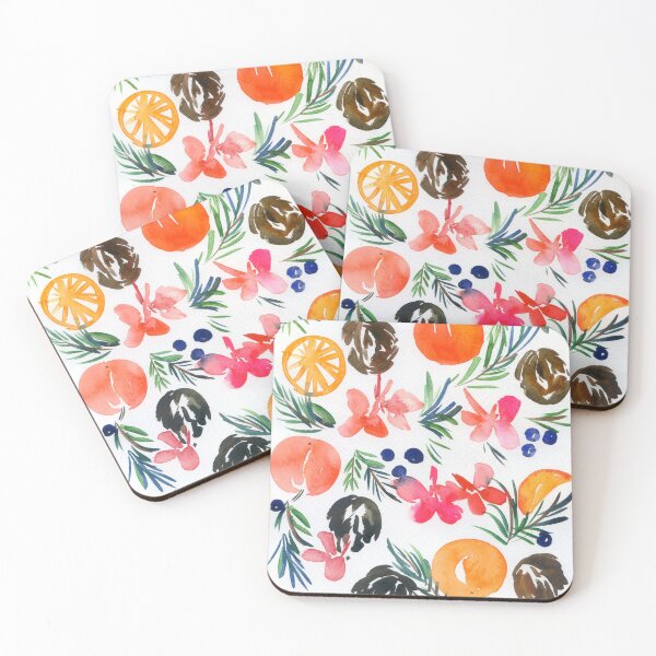 Item preview, festive floral pattern with oranges designed and sold by kosarandrea.