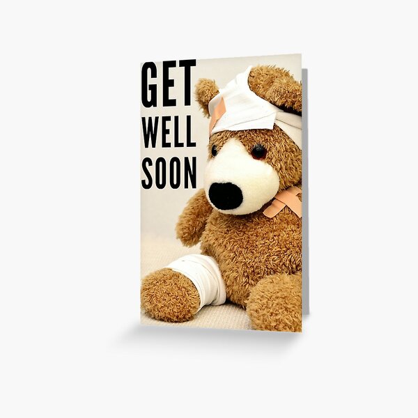 Get Well Soon Card With Teddy Bear Stock Illustration - Download