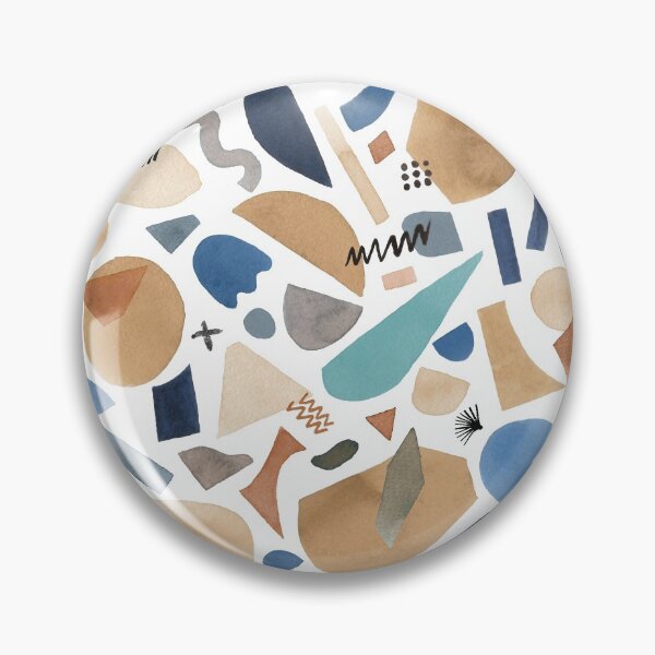 Item preview,  Geometric abstract print of pieces and shapes - Blue and ocher designed and sold by ninoladesign.
