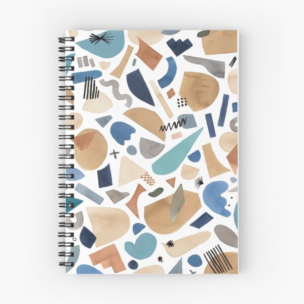 Item preview, Geometric abstract print of pieces and shapes - Blue and ocher designed and sold by ninoladesign.