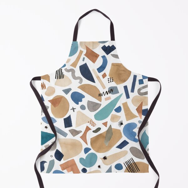 Item preview,  Geometric abstract print of pieces and shapes - Blue and ocher designed and sold by ninoladesign.