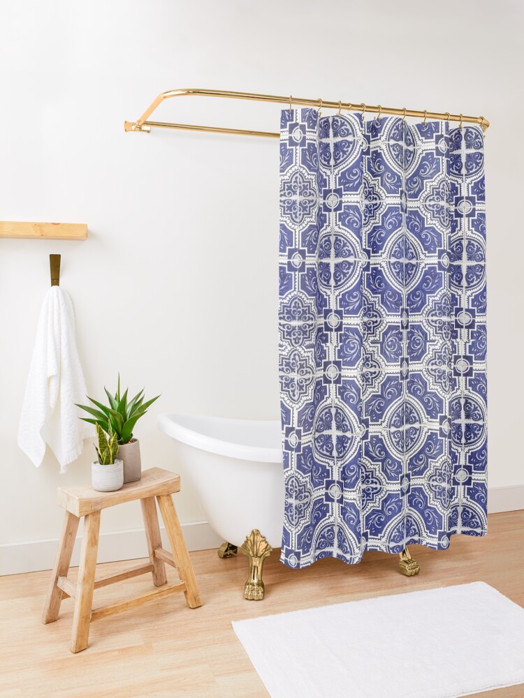 "Blue Portuguese Tiles" Shower Curtain by MarleenMichels Redbubble