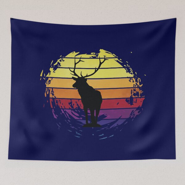 Item preview, Deer stag animal with big horns on retrostyle retro background designed and sold by ChatterFox.