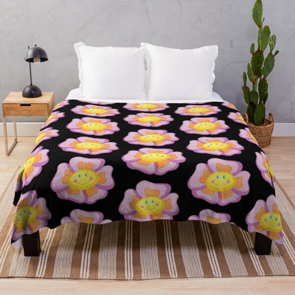Item preview, smiley flower (black background) designed and sold by ibyrd-7.