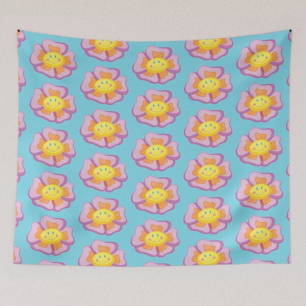 Item preview, smiley flower (blue background) designed and sold by ibyrd-7.