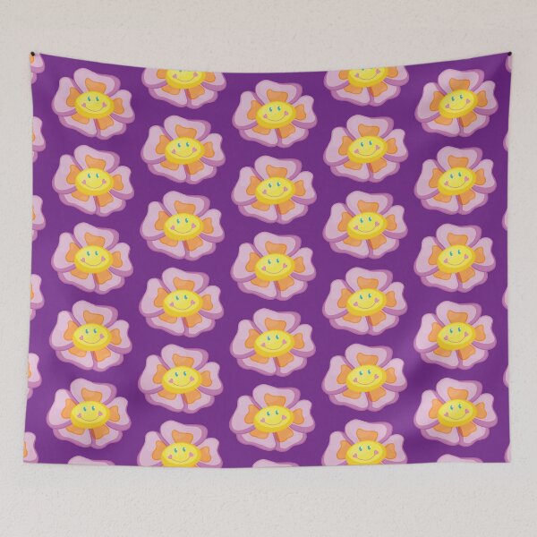 Item preview, smiley flower (purple background) designed and sold by ibyrd-7.