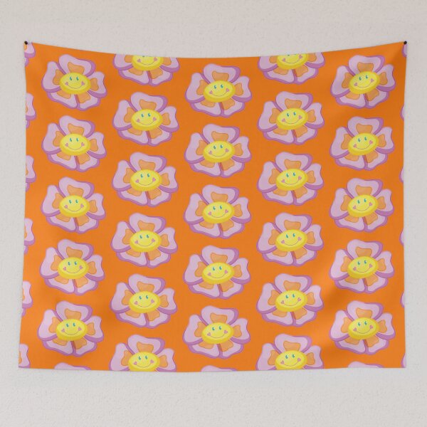 Item preview, smiley flower (orange background) designed and sold by ibyrd-7.