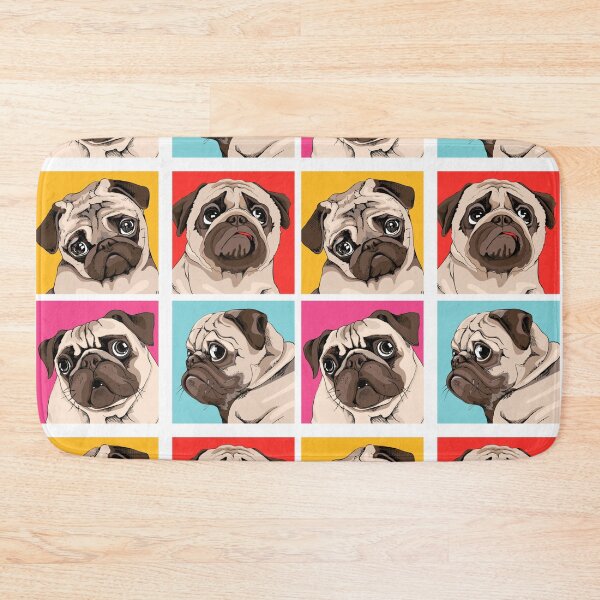 Item preview, Four portrait of a pugs in a bright coloring Pop Art style designed and sold by THISPUGVIBE.