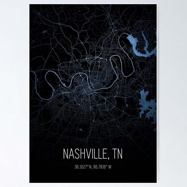 Item preview, Nashville City Map designed and sold by onyxember.